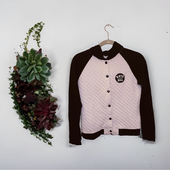 Zumiez Ninth Hall Black and White Bomber Jacket with Hood and Snap Buttons - Picture 7 of 11